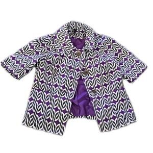 Womens PS Ambition purple black white geometric S/S cotton blazer jacket pkts